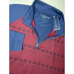 Holderness & Bourne Dry Luxe Performance Golf 1/4 Zip Pullover Large‎ Blue & Red